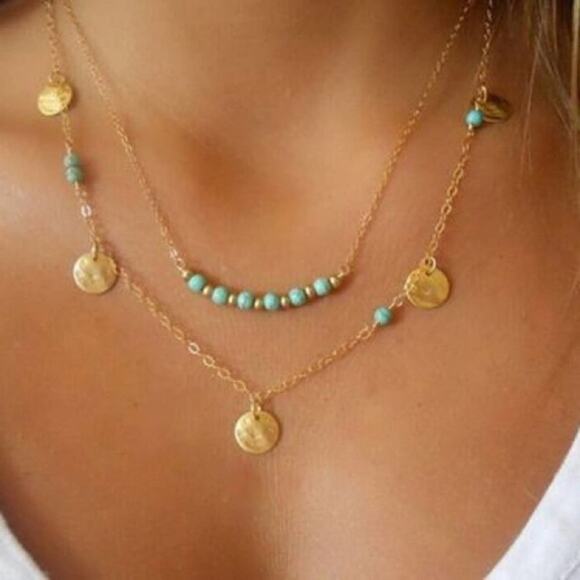 On My Rack Jewelry - 2/$24 NEW Boho Festival Gold Layered Necklace Chain 178